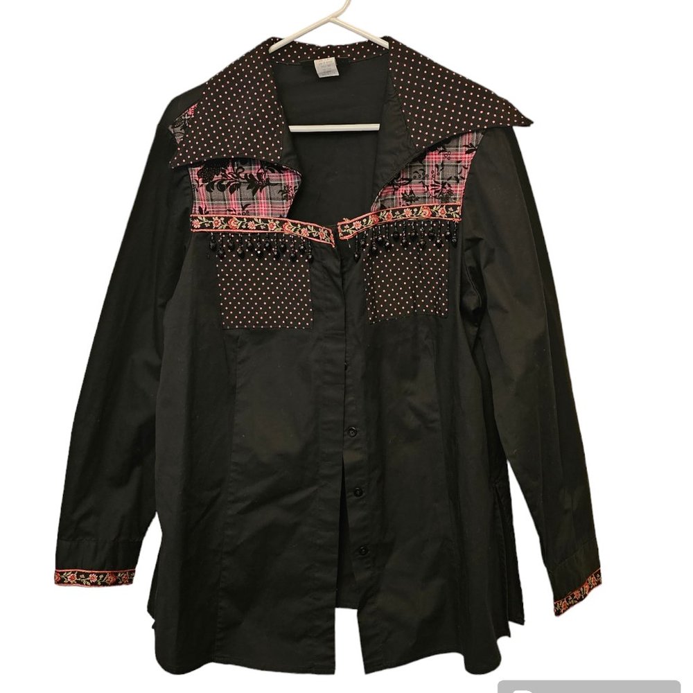 Vintage‎ Cactus Flower Women's Western button-up shirt XL